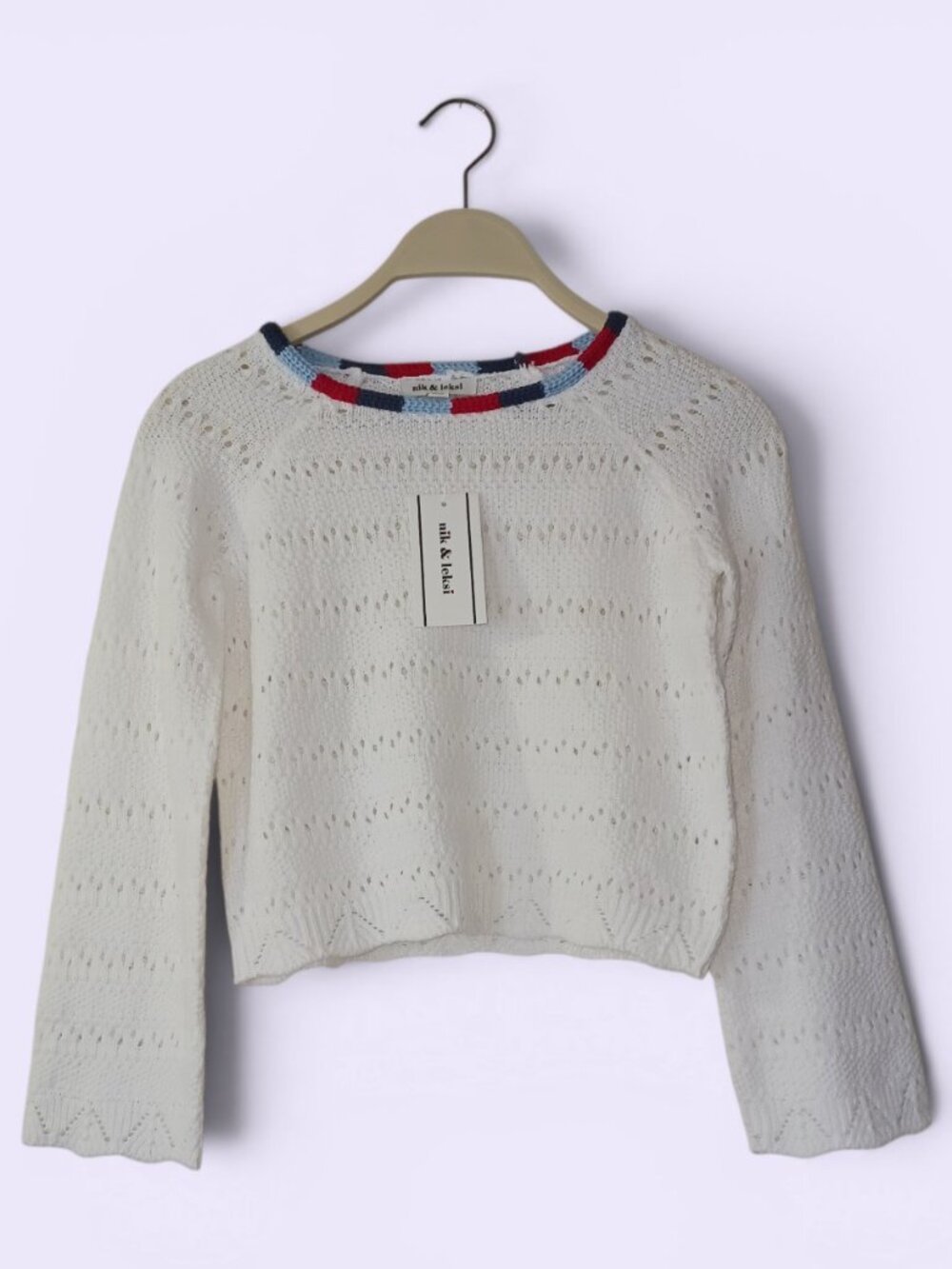 NWT Nik & Leksi White Knit Sweater Size 5/6 light weight